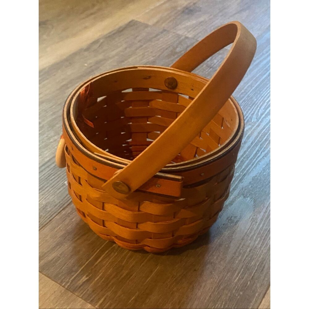 Longaberger 1997 Fall Little Pumpkin Basket, Liner, Protector, Tie-on - Picture 3 of 11